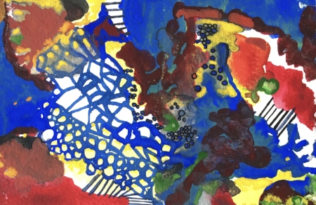 Particles #3, 10 1/2" x 8 1/2", Gouache