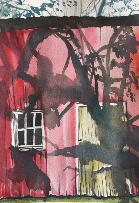 Disturbing Shadows, 10 1/2 x 7 1/2", Watercolor