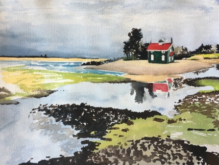 Homage to Neil Scholl, 9" x 12", Watercolor