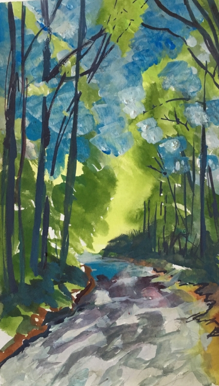 Poets Path, 9 1/2" x 6", Gouache