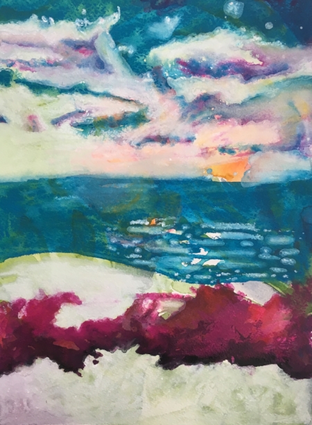 Listening to Bach, 12" x 9", gouache 