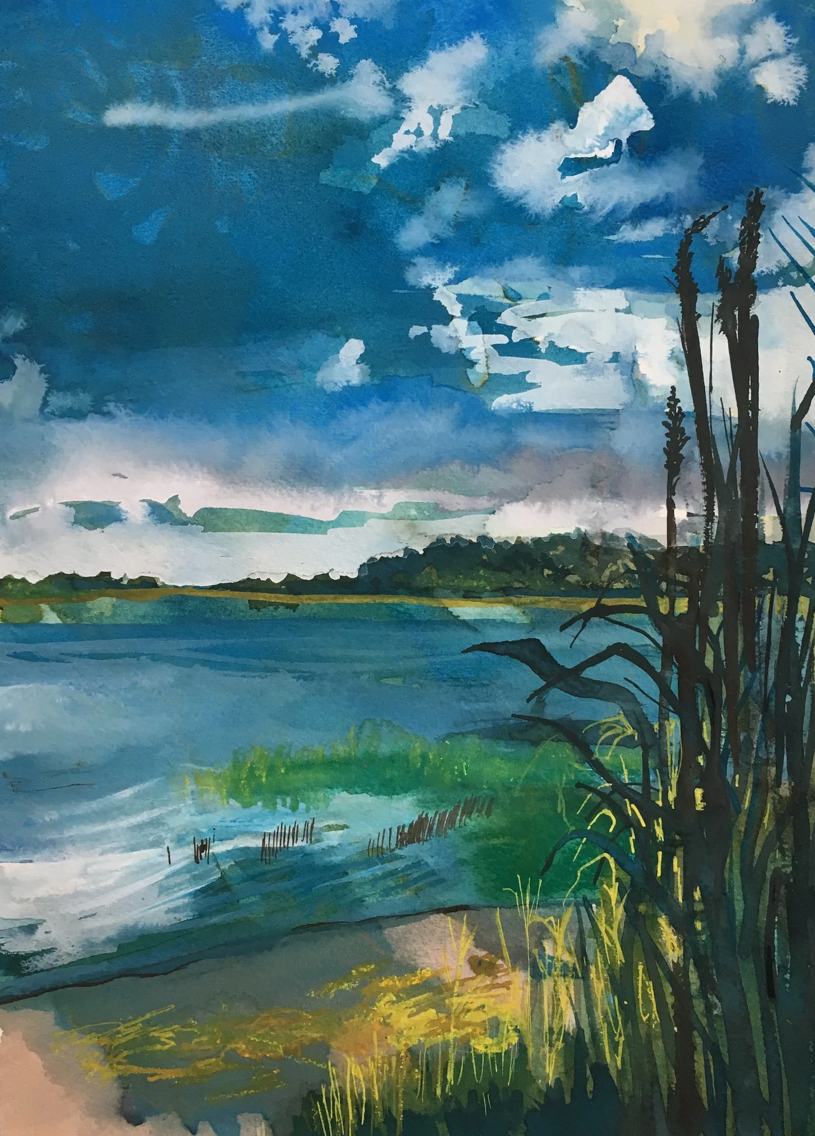 San Remo View, 12" x 9", goauche