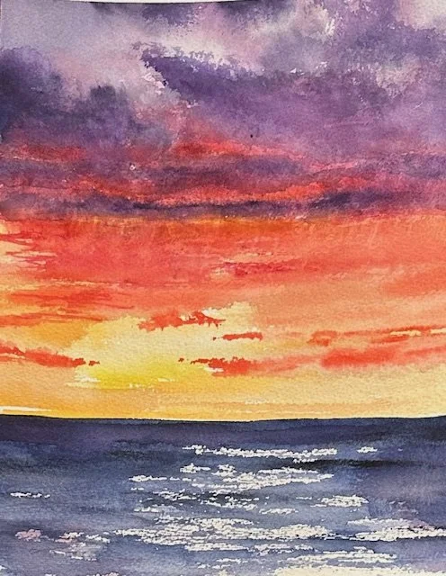 Glowing Sky, 18" x 16", Watercolor