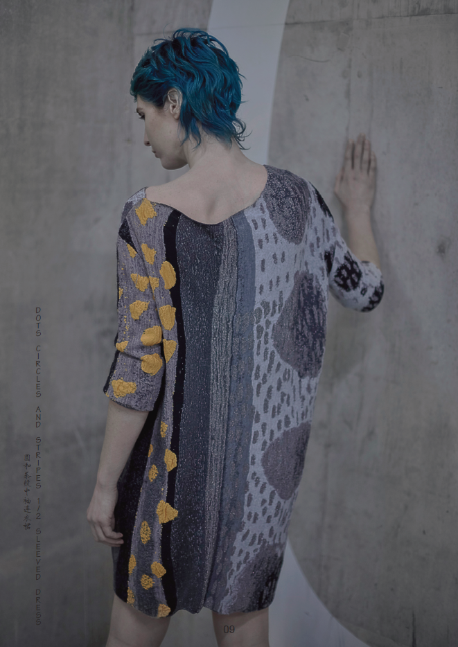DOTS, CIRCLES AND STRIPES HALF SLEEVED DRESS