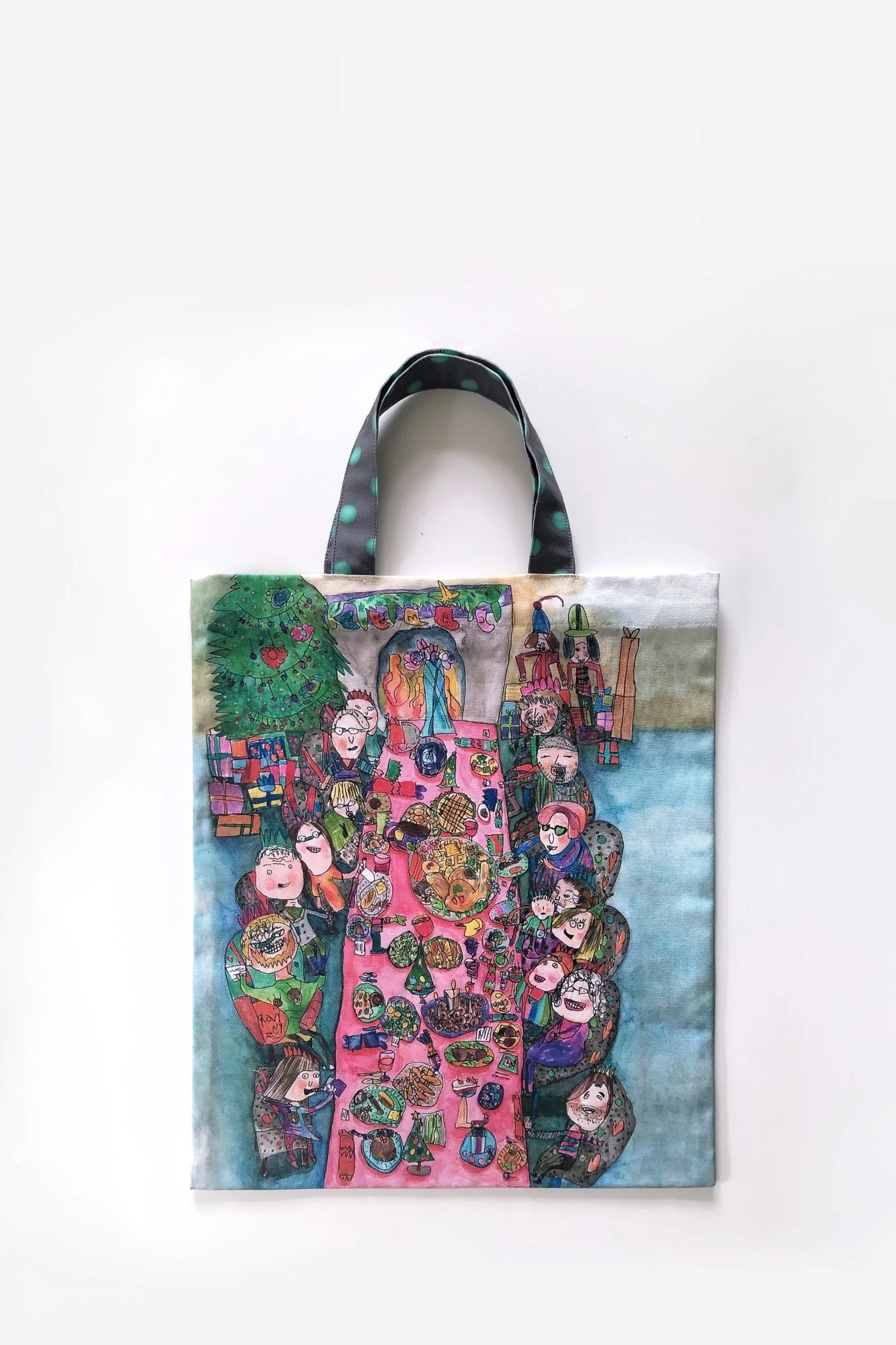 Family Xmas Dinner---- Big Tote Bag---Lovely Christmas Gift Bag