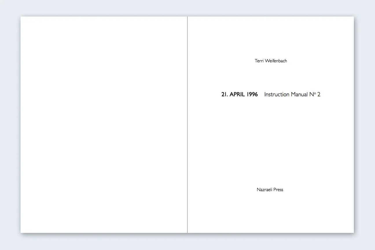 TERRI WEIFENBACH | One Picture Book #03: Instruction Manual