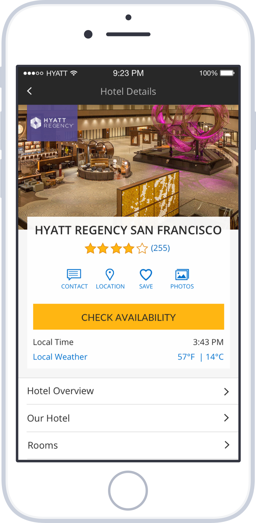 DESIGN SAMPLE: Hyatt Hotels Native App
