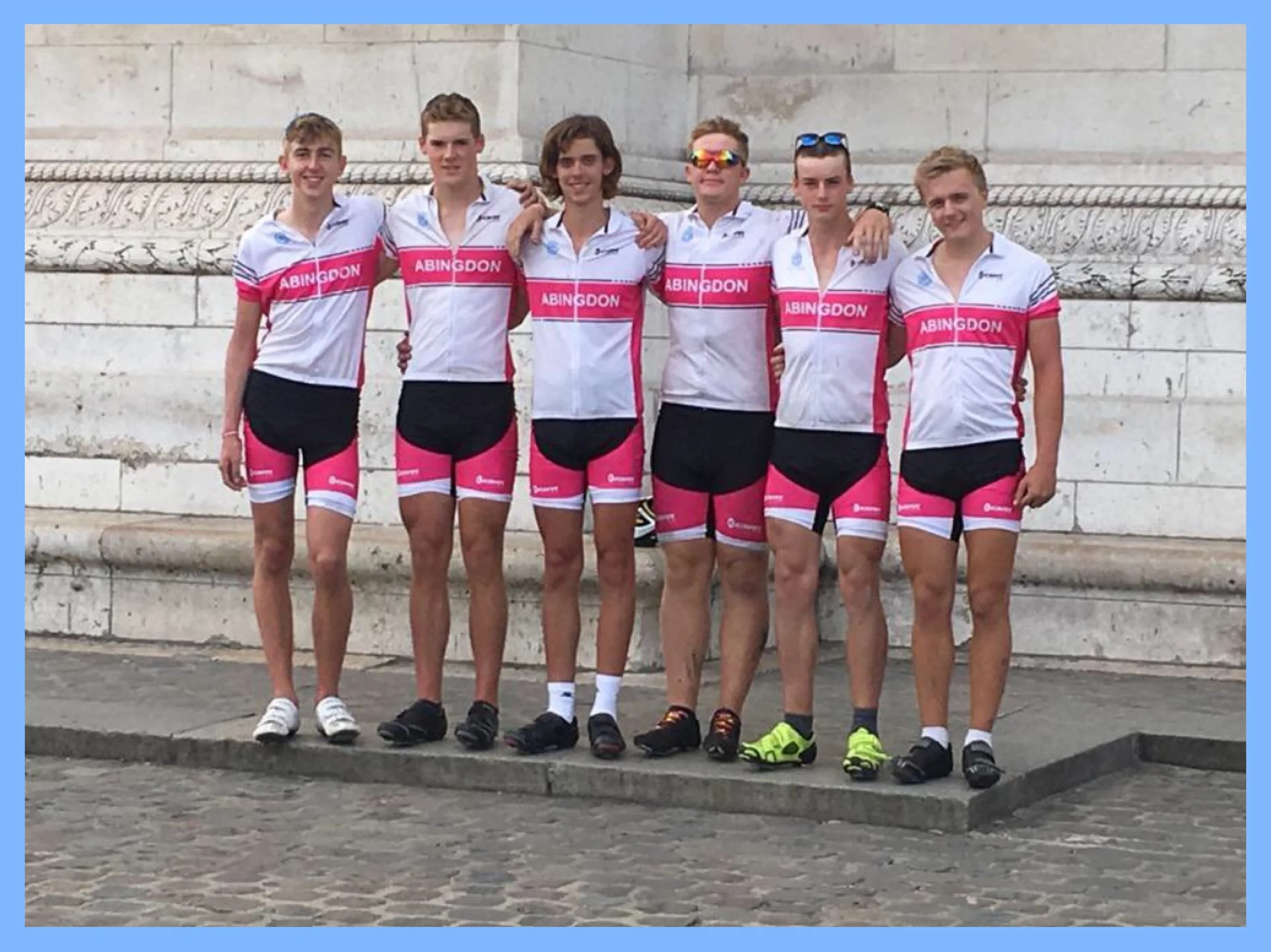 Six boys from Abingdon School undertook a 3 day cycle ride to Paris cycling over 220 miles in total. "The first day was a hilly 80 miles down to Portsmouth and we caught the ferry at 23:30 which, arrived in Le Havre early next morning. Then, after a few mechanical issues, we flew down northern France arriving at our over night stop, Evreux, after a hard day on the saddle. The final day was a short 65 mile ride into Paris finishing at the Arc de Triomphe early afternoon. We then had a exciting night in Paris before heading back to the UK on the Eurostar the next day. We managed to raise £4000 for Blue Skye Thinking." Chapeau Boys! Well done Henry Muller, Dan Wilmot, James Stammers, Gabriel Dobson, Charles Hall and Matthew Wiblin!