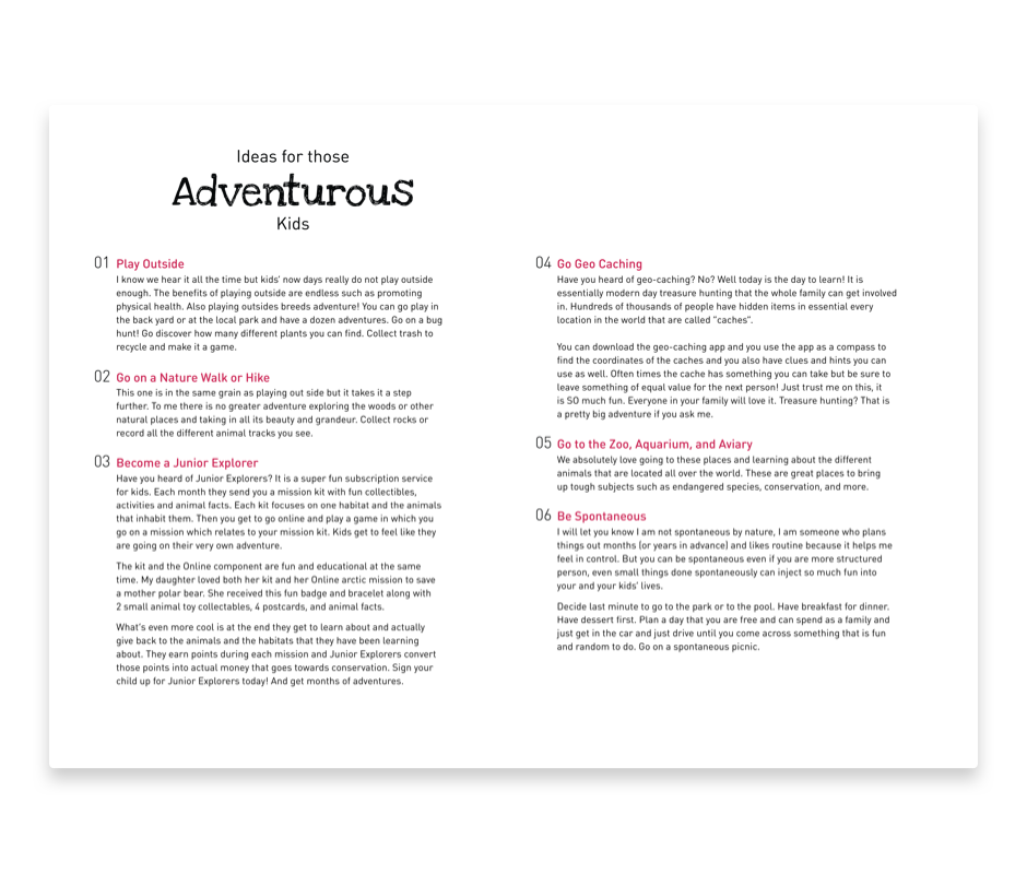 A booklet to help give parents ideas for how to participate in their child’s play.
