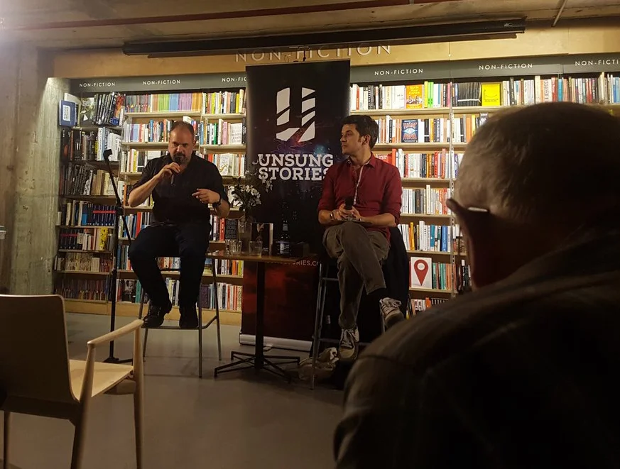 Malcolm Devlin and George Sandison at the launch of You Will Grow Into Them, by @DanCarpenter85