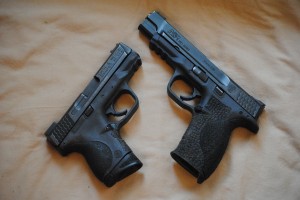 Full sized or compact, either of these guns is going to be a solid choice. Think about it, would you rather be fighting with a five shot revolver with a heavy trigger pull or a good semi-auto with 13 rounds in it?