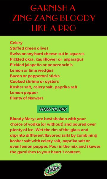Garnish suggestions from the Experts at Zing Zing.