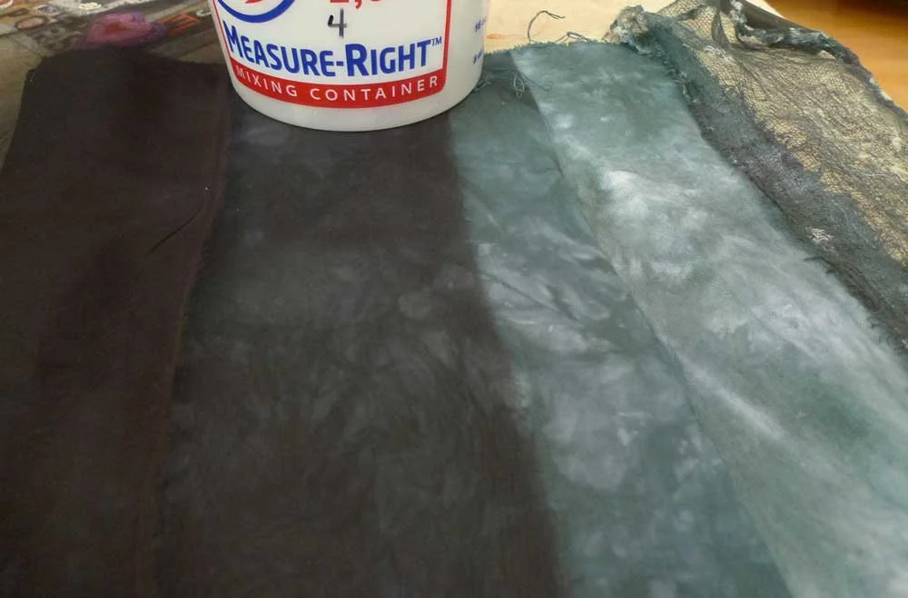G&K 602A Cotton Black: 1/2 cup dye stock, 2 cup soda stock, 2 cup water (1 hour soak) - various silk, cotton, linen
