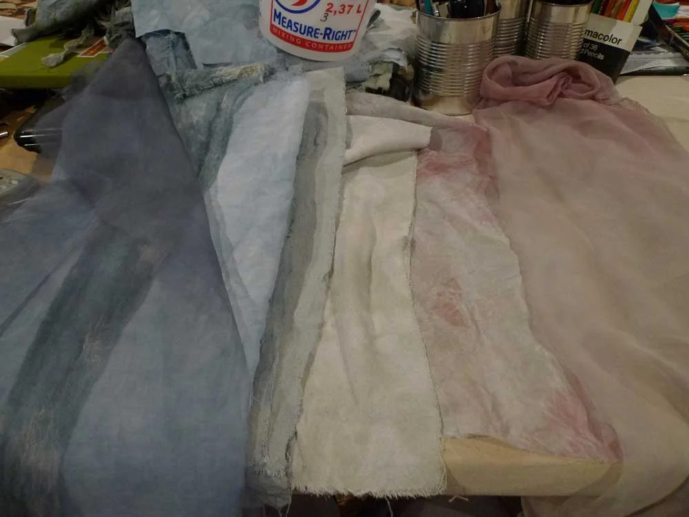 G&K 6160 Stormy Grey: 1/2 cup dye stock, 2 cup soda stock, 2 cup water (1 hour soak) - various silk, cotton, linen