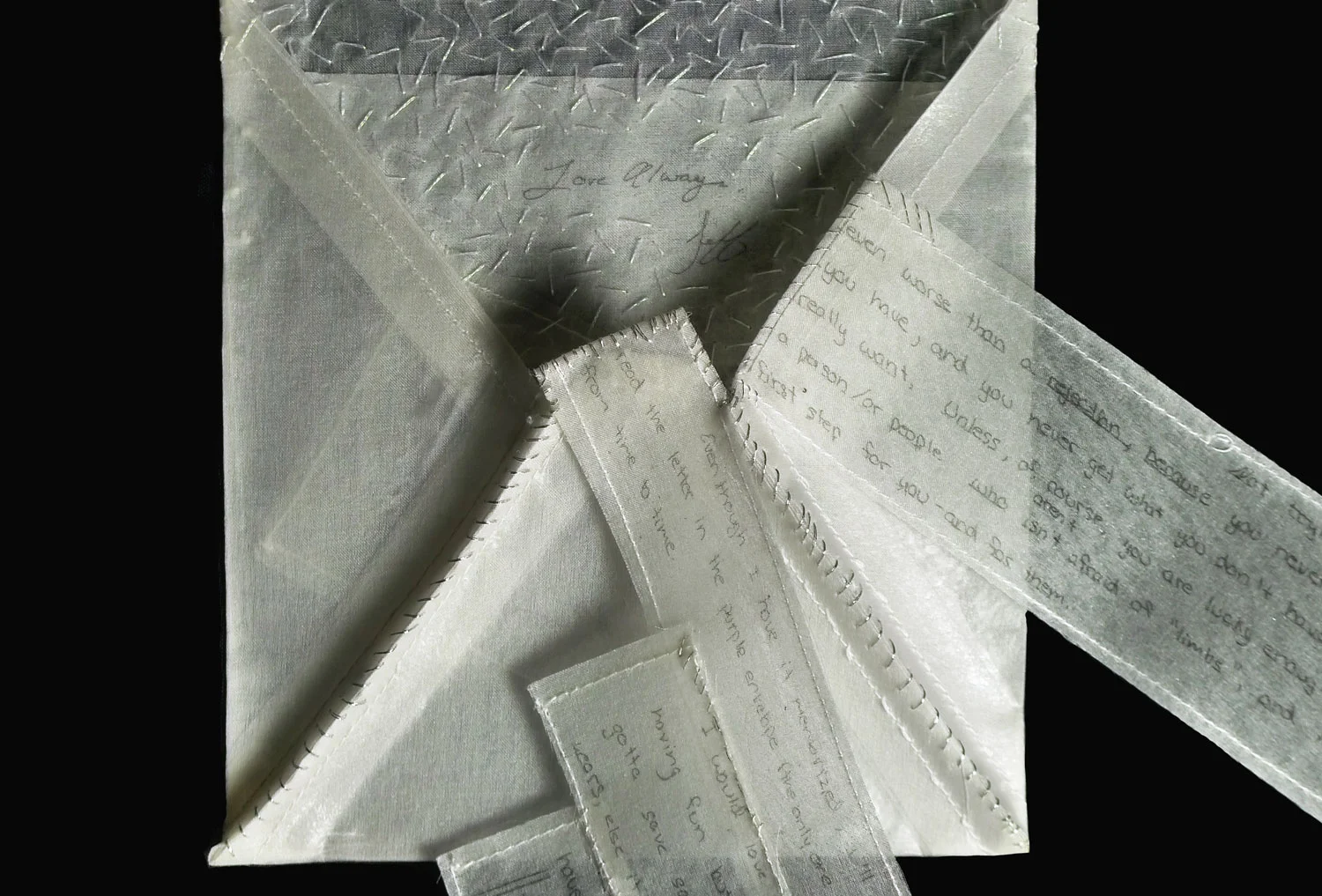 Silk organza, hand stitched