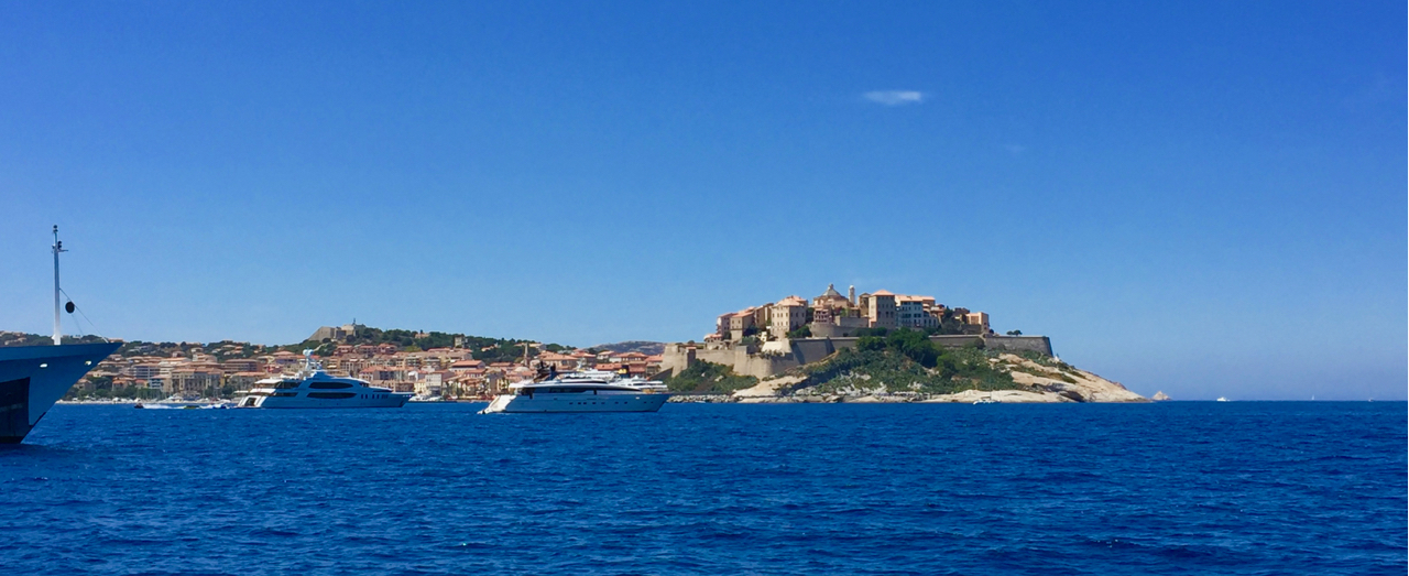 Calvi from Peregrinus at anchor in the Golfe de Calvi. 3 August 2016, iPhone 6 Plus.