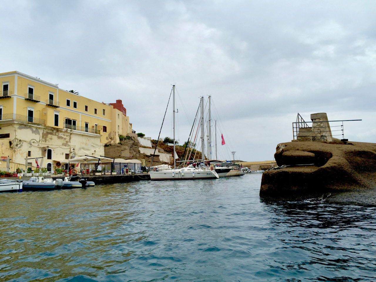 Original breakwater and quays by Agrippa, circa 25 BC. Among many other feats of engineering, his men built an earlier temple at the Pantheon, and this is why that church in Rome still reads, even today, in large letters: " M•Agrippa•L•F•Cos•Tertium•Fecit, " or, Marco Agrippa, son of Lucius, built this during his third Consulship. 7 September 2016, iPhone 6 Plus.