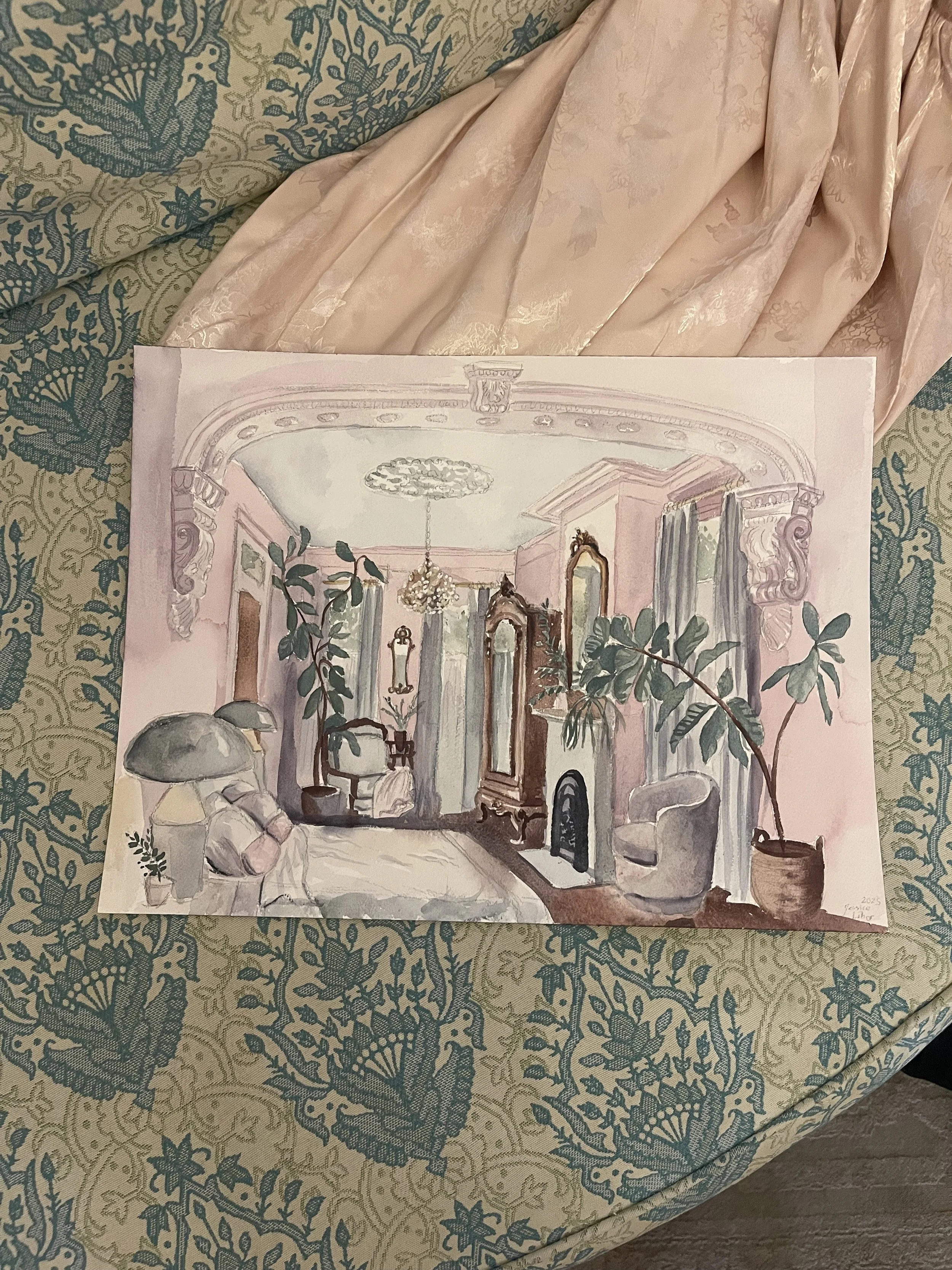 5 and 4 strada Pink Chamber, watercolor on paper, 12 x 18, by Jessica Libor 2025.jpg