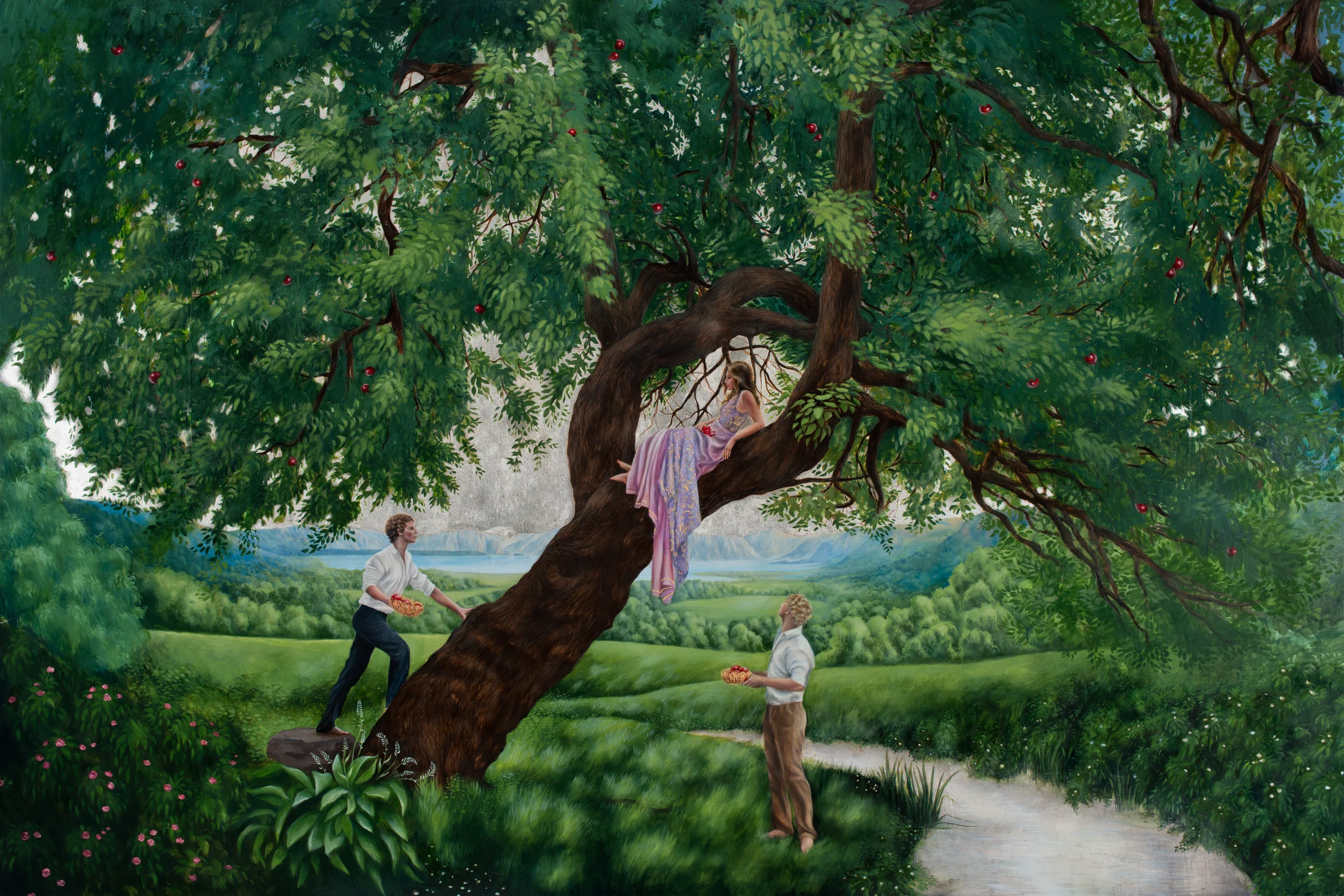 Attainment, oil, gold and silver leaf on panel, 48%22x72%22.jpg