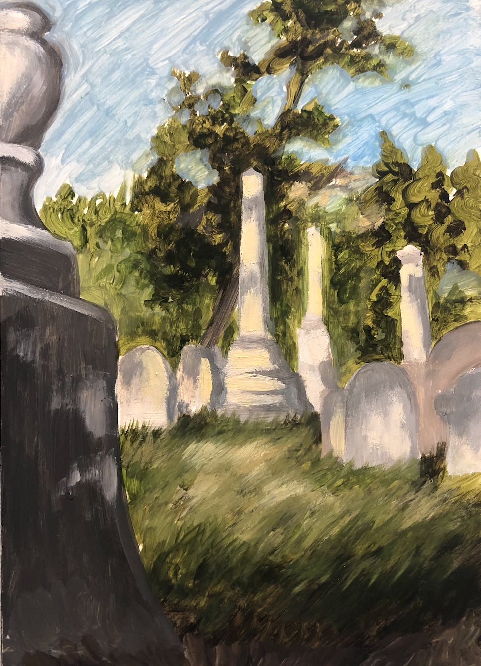 Graveyard 1, oil on panel, 5%22 x 7%22, by Jessica Libor 2020.png