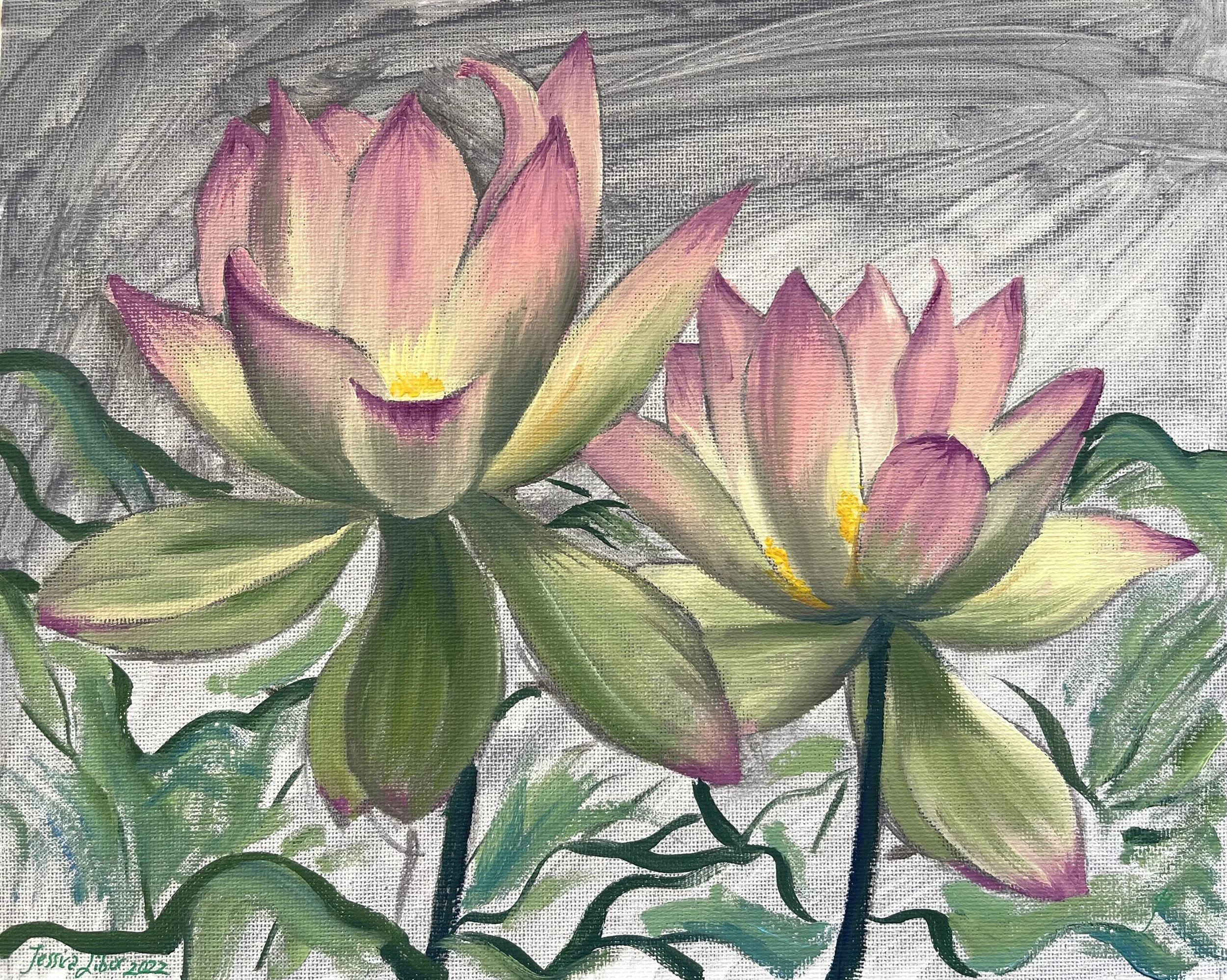 Lotuses, oil on canvas, 8 x 10, by Jessica Libor 2022.jpg