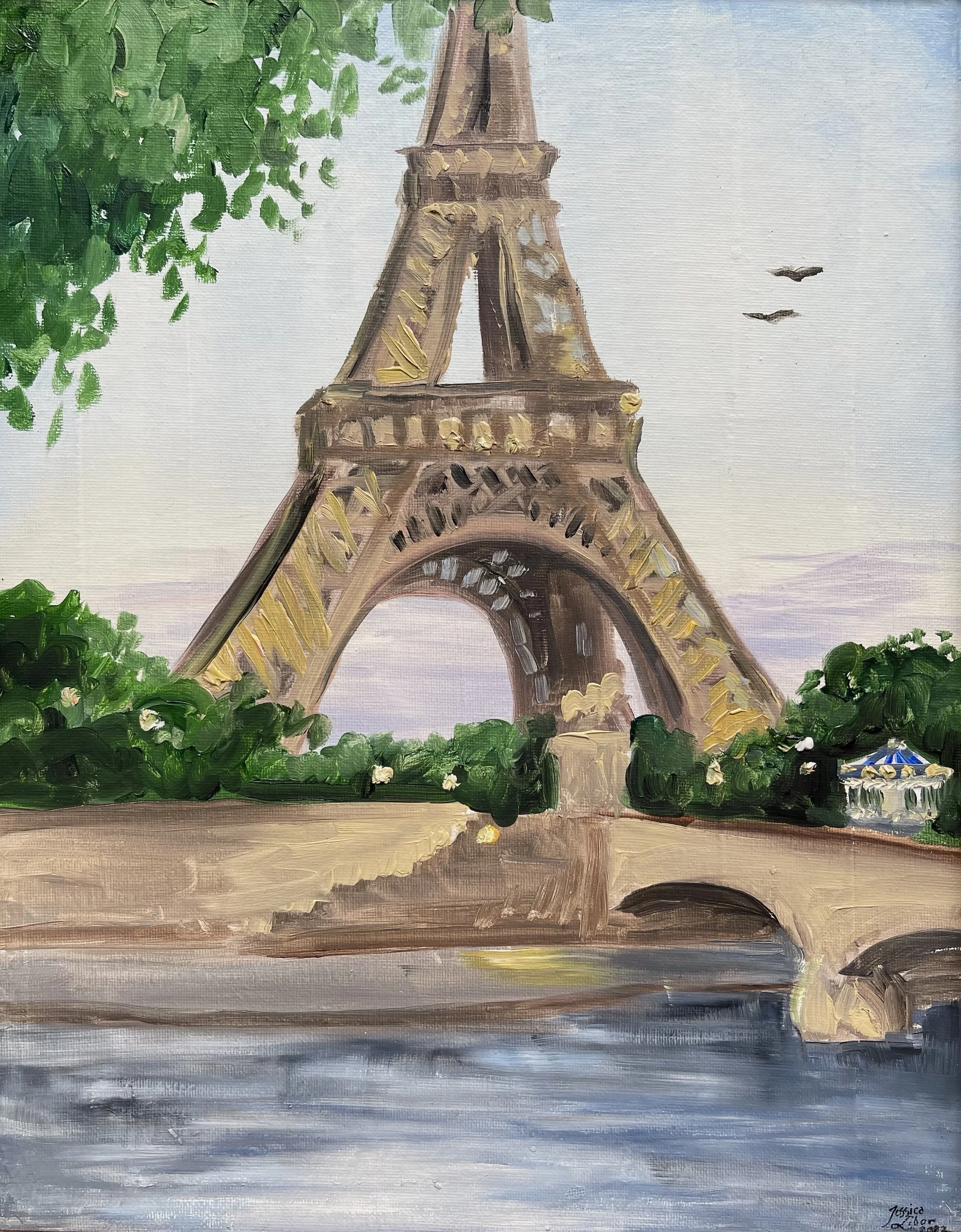 Eiffel Tower at Dusk (final), oil on canvas, 11 x 14%22, by Jessica Libor 2022.jpg