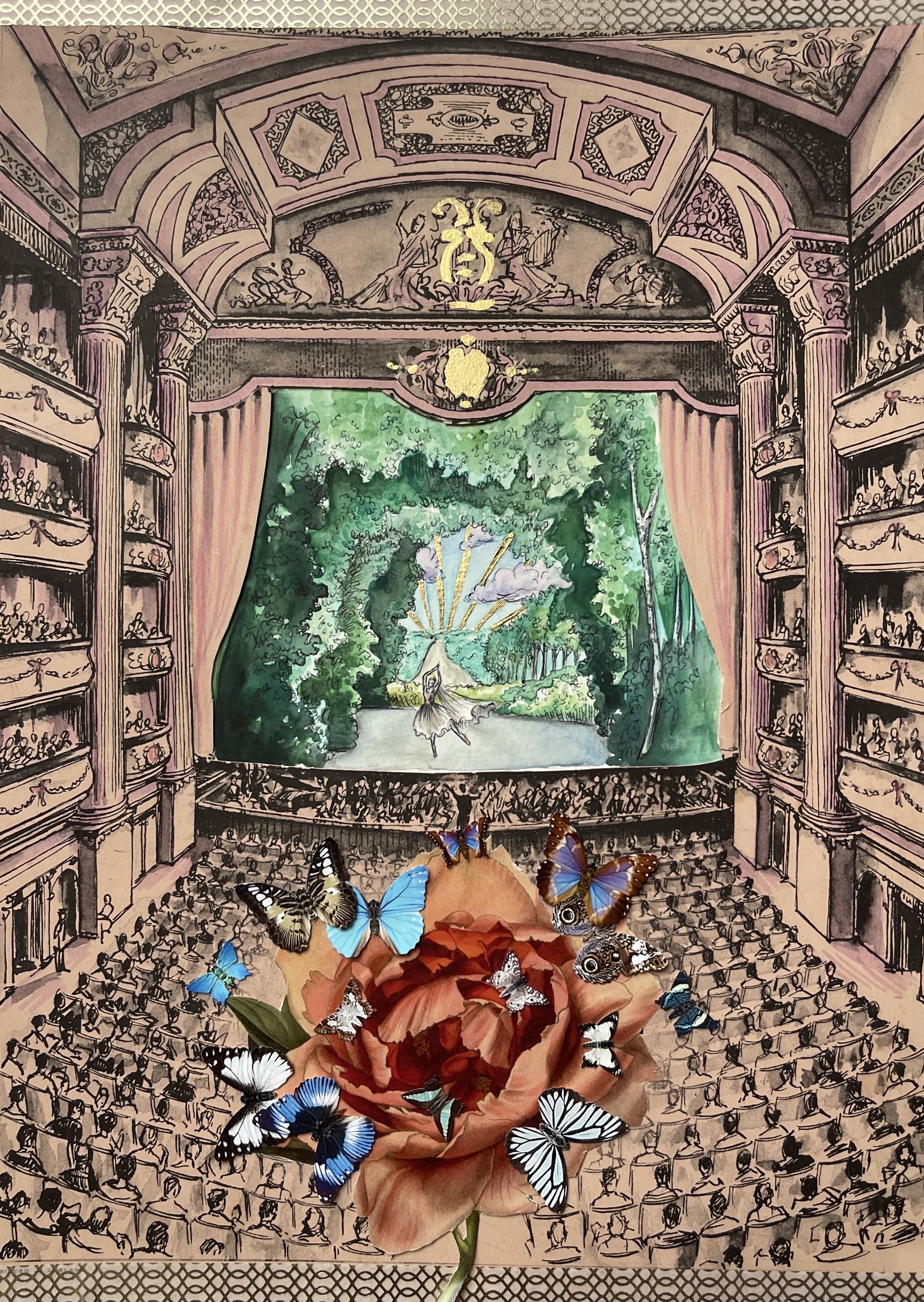 Balletland, mixed media on paper, 8 3:4 x 12%22, by Jessica Libor 2023.jpg