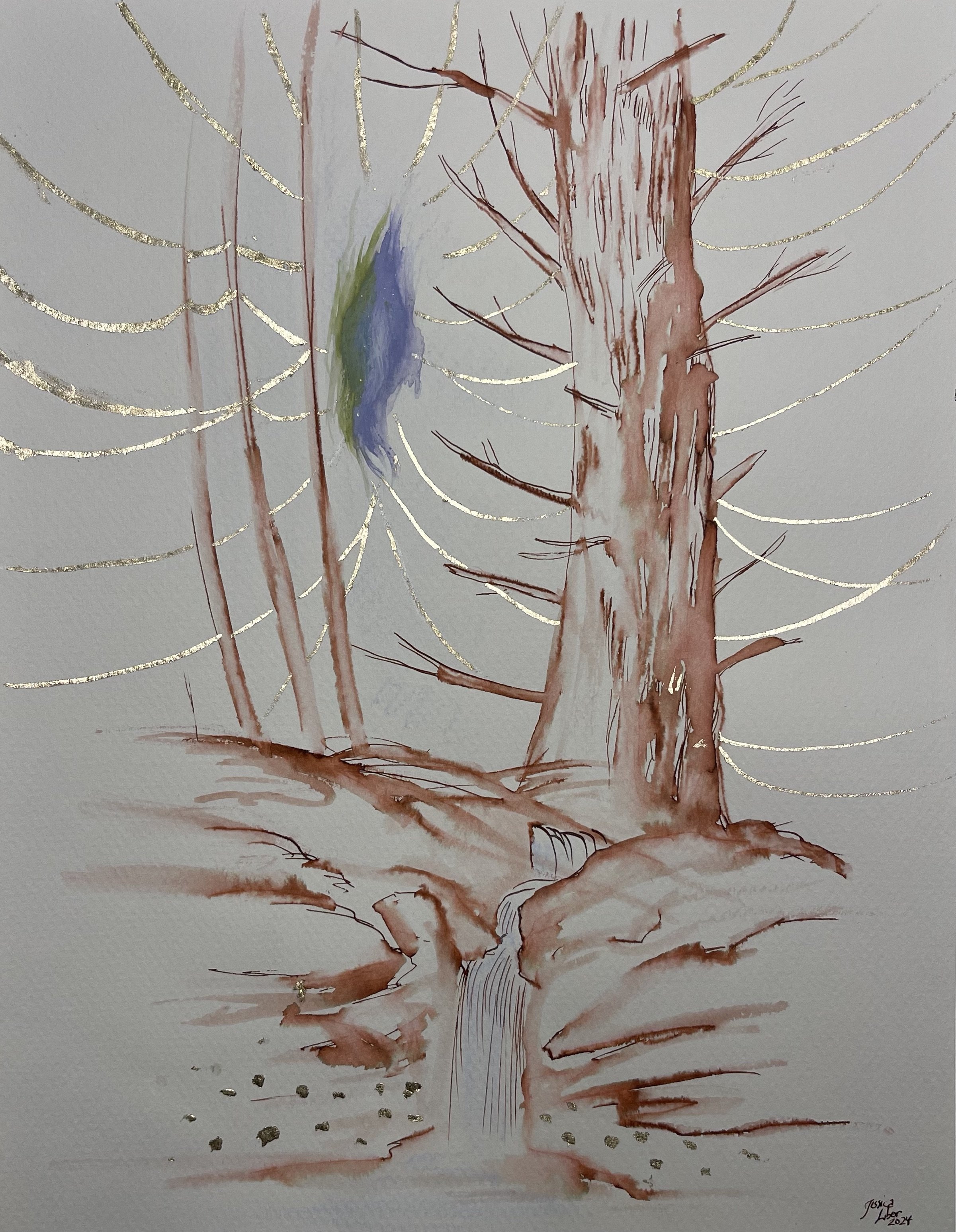 The Portal, ink, watercolor and gold leaf on paper, 8.5 x 11%22, by Jessica Libor 2024.jpg