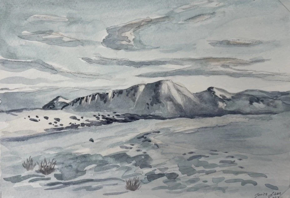 Iceland Mountain 1, watercolor on paper, 5x7", Jessica Libor 2026.jpg