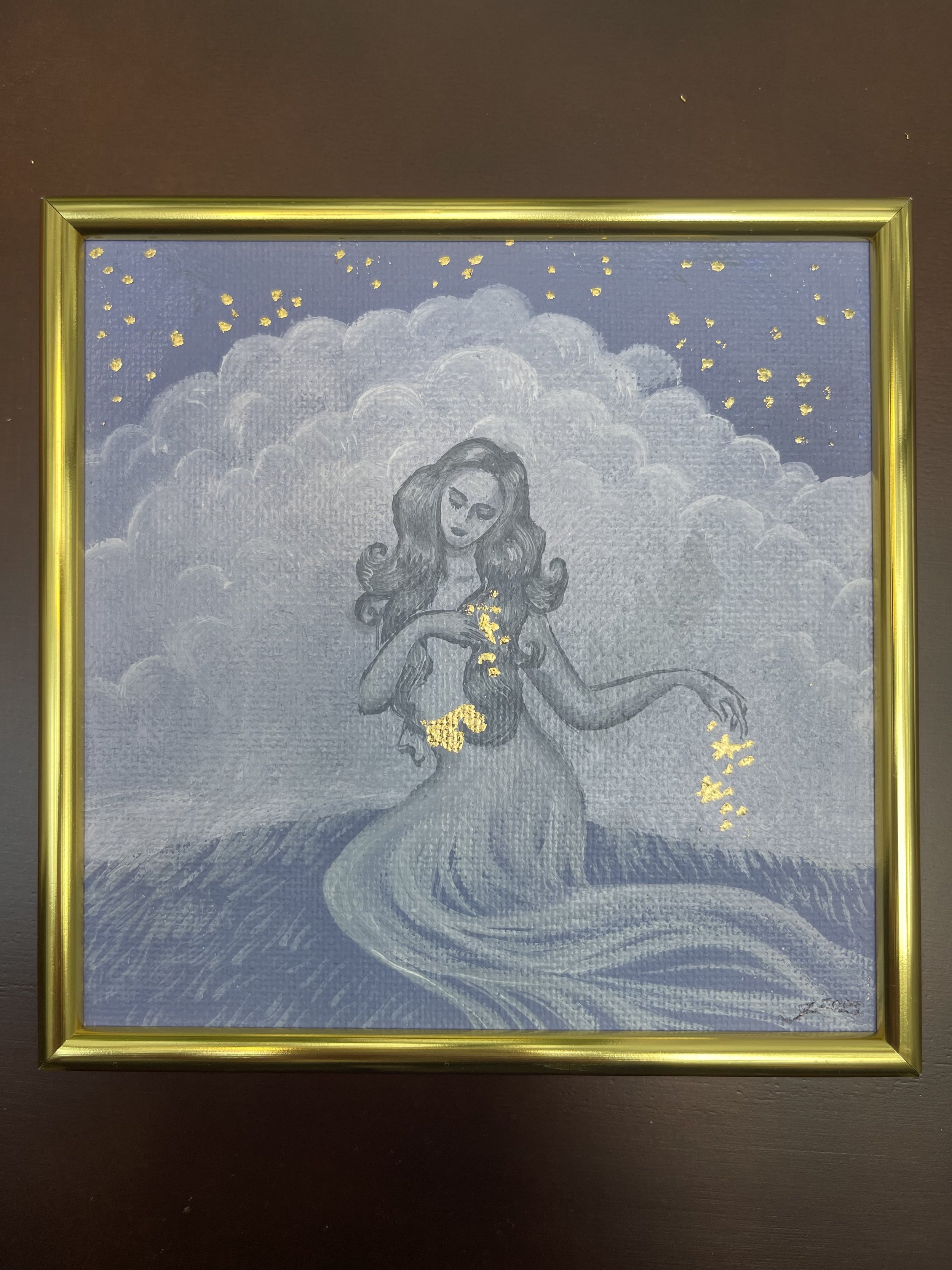 Violet Star, closeup, oil and 23 karat gold leaf on canvas, 5%22 x 5%22, by Jessica Libor 2023.jpg