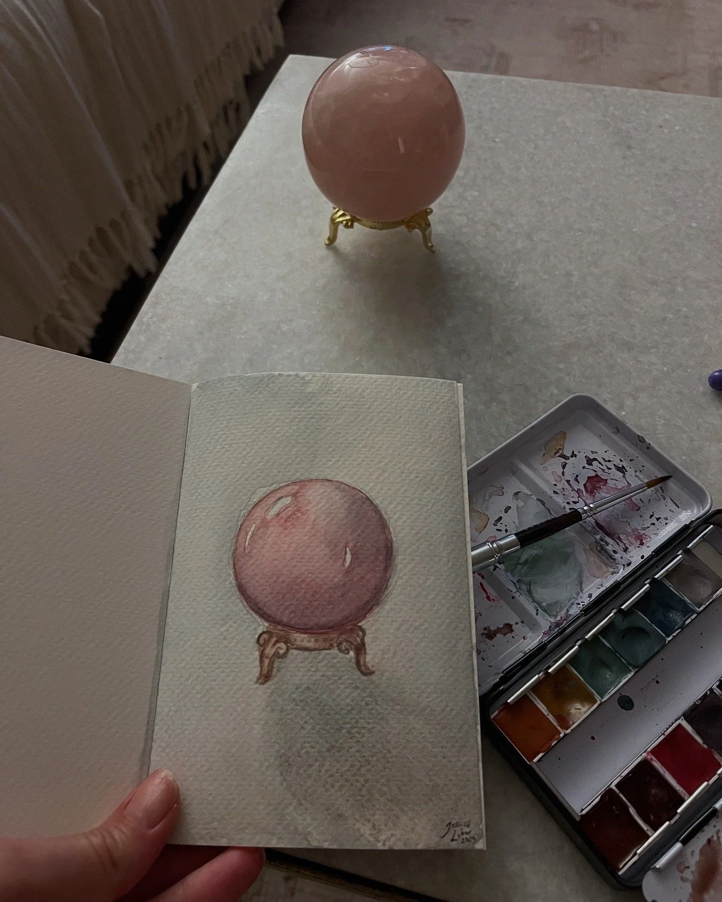 12 strada Rose Quartz Crystal Gazing Ball 1.jpg