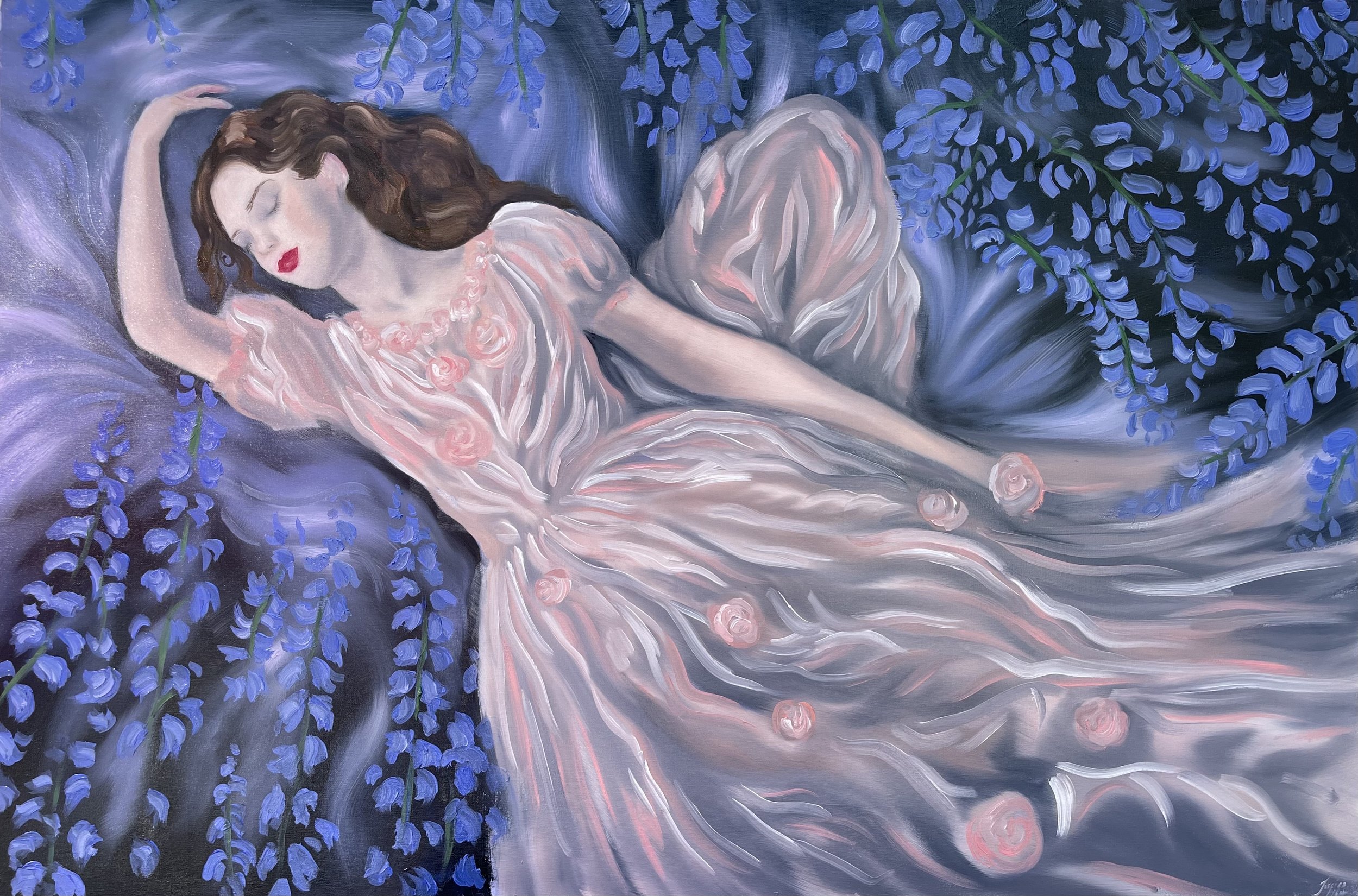 Aurora's Slumber, oil on canvas, 24 x 36", by Jessica Libor 2026.jpg