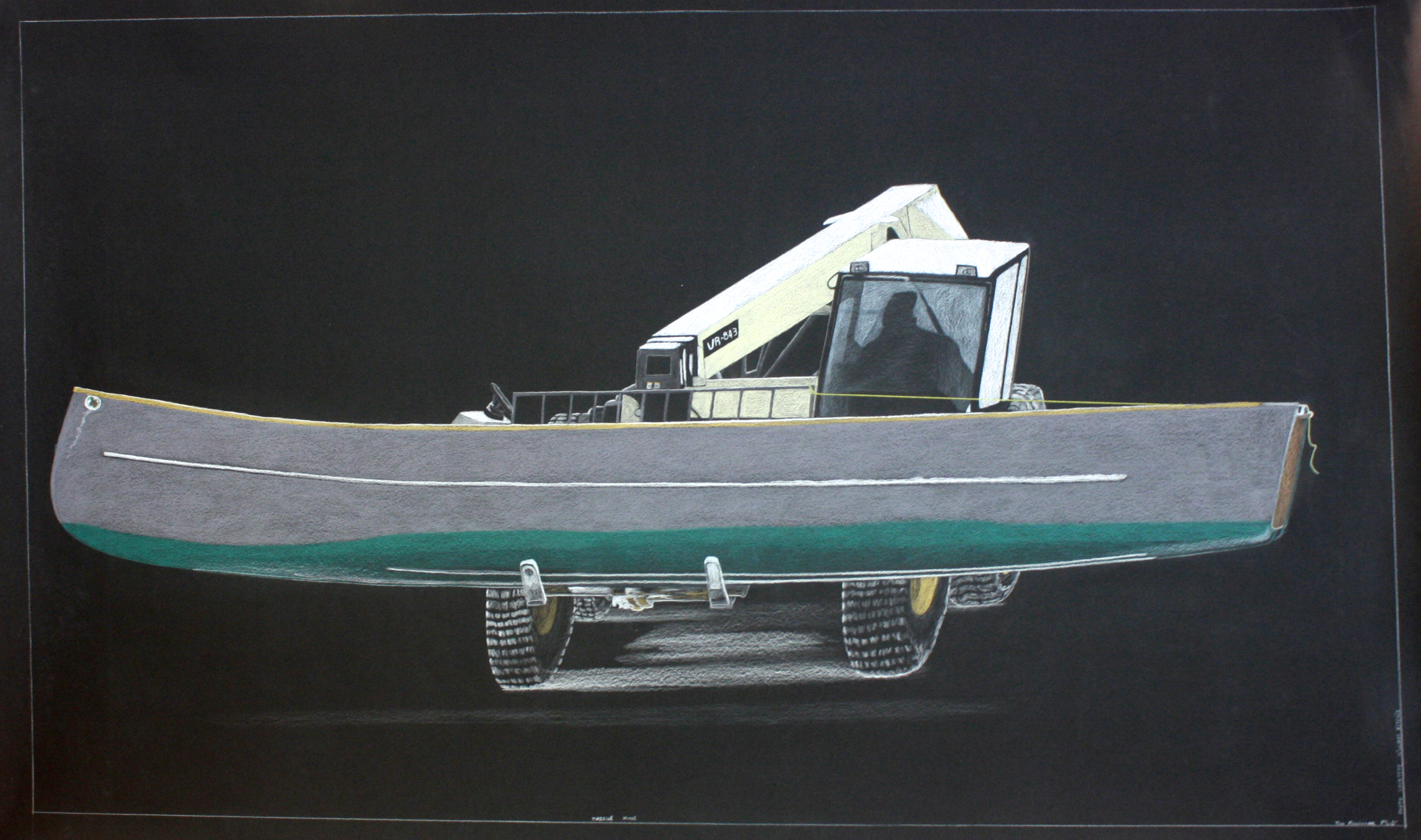 Tim Pitsiulak, 'Massive Move', 43' x 69', Coloured Pencil on Paper -SOLD-