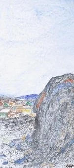 Jutai Tonoo RC Valley 47.5 x 20 Colour Pencil and Ink on Paper SOLD