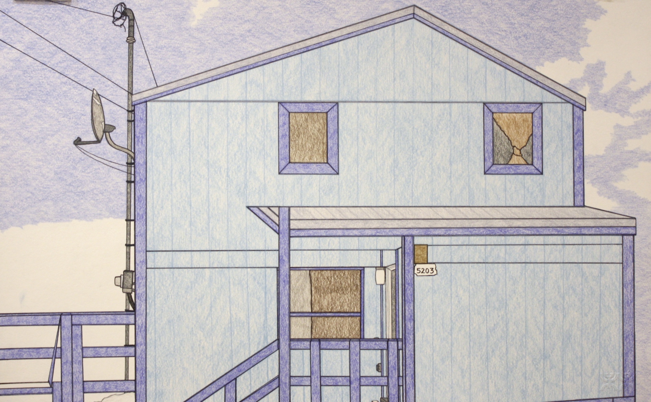 Nicotye Samayualie "My Apartment" 5203 Coloured Pencil on Paper 15x23 SOLD # 191-0591