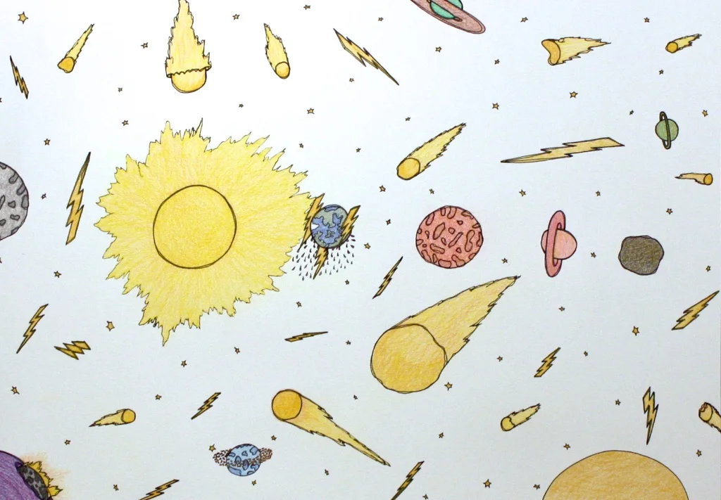 Nicotye Samayualie End of The World 23 x 30 Coloured Pencil on Paper $ 1150 # 191- 0546