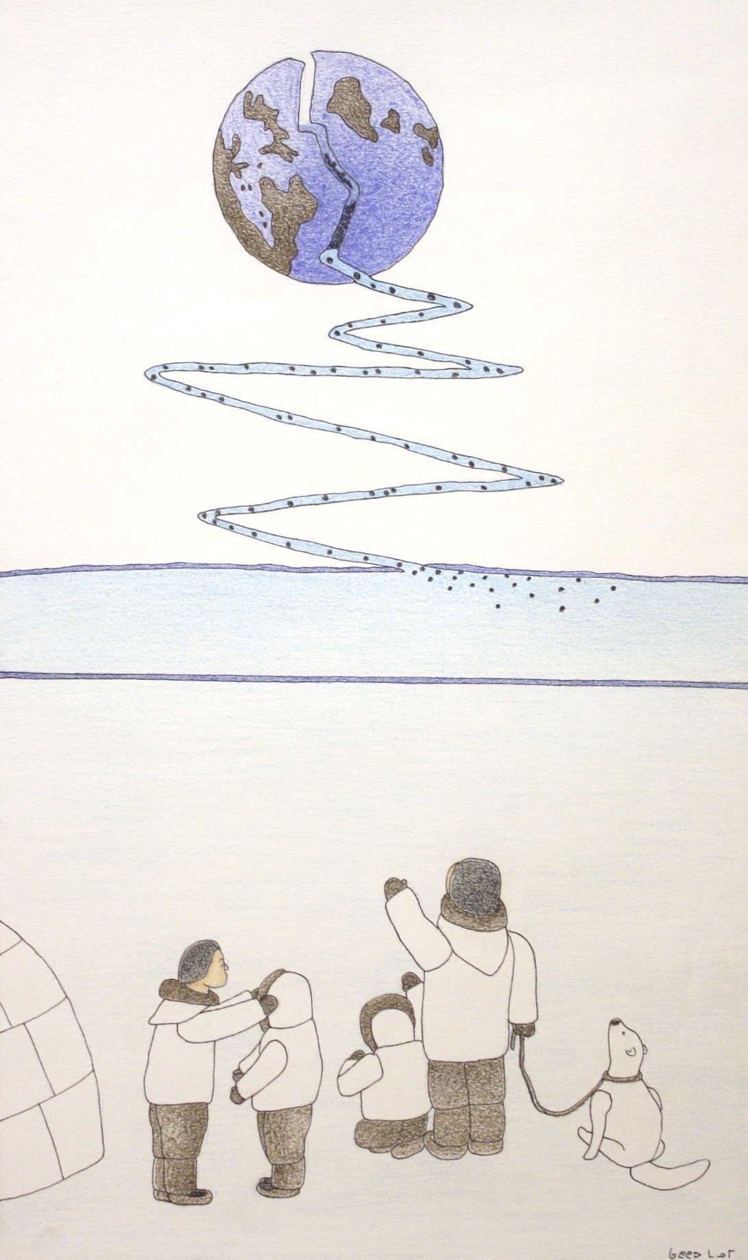 Untitled - Earth Crack 23x15 Coloured Pencil and Ink on Paper SOLD # 072-2637