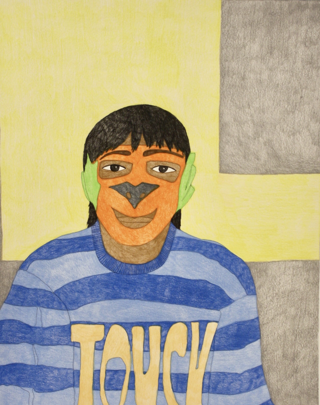 Kudluajuk Ashoona Untitled (Mask - Touch Sweater) 30 x 23 Pencil Crayon and Ink $ 1225 # 199-0304