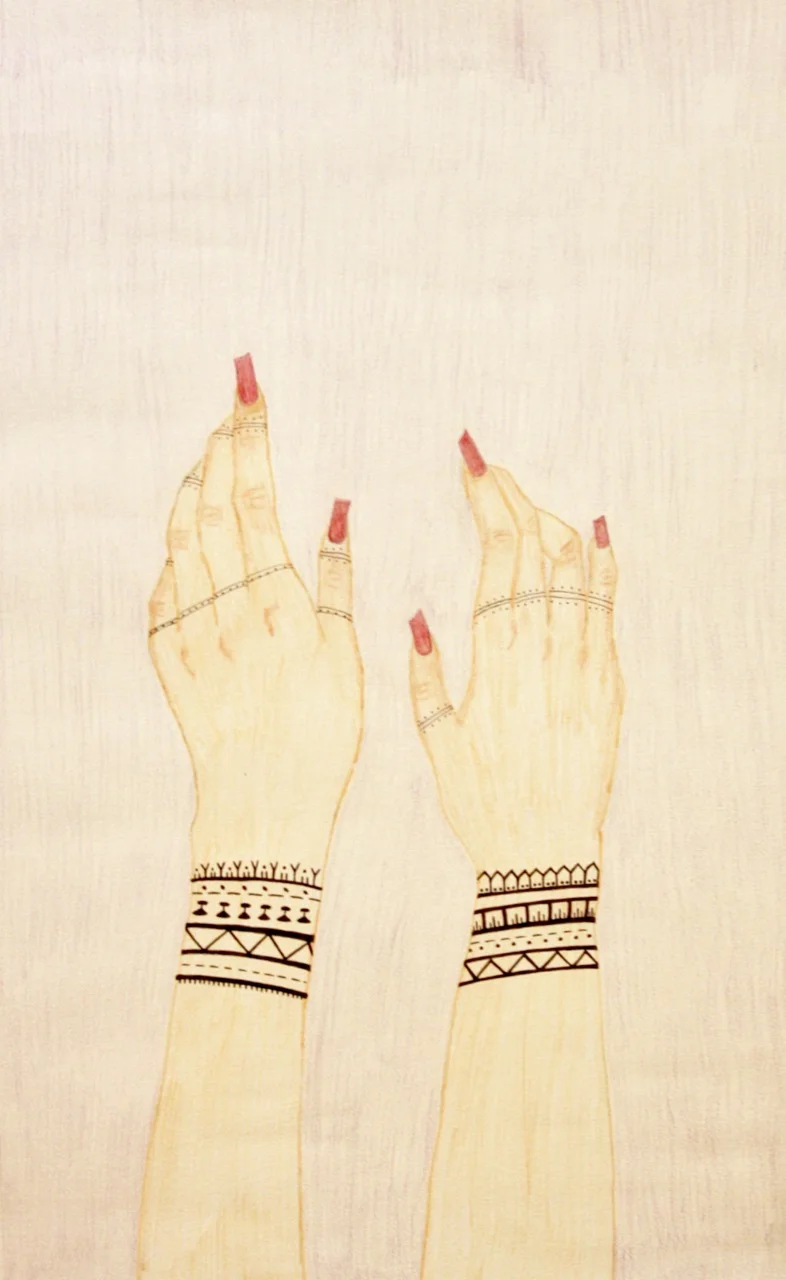 Elisapee Joanasie Tuniit 23x15 Coloured Pencil, Ink on Paper SOLD