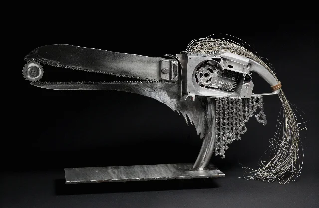 Raven Stealing the (Home) Lite  20 x 39 x 9  Mixed Media  SOLD