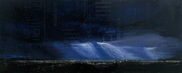 Lightning Strike (2018)  15 x 36  Mixed Media  $3900