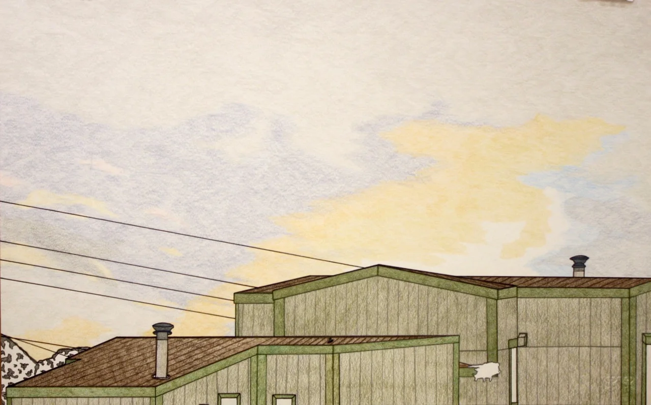 Nicotye Samayualie Top of Gin House" In R.C. Valley Coloured Pencil on Paper 15 x 23 $ 750 191-0590