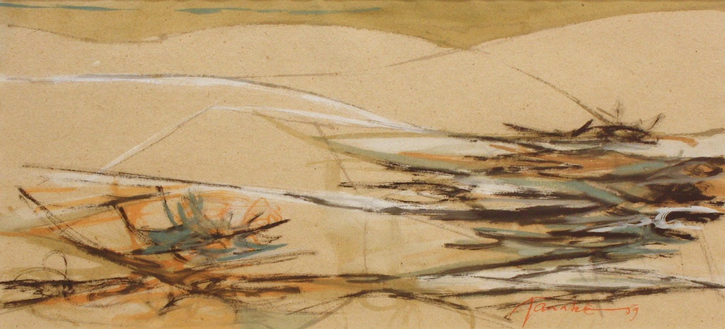 Takao Tanabe High Beach Horizon # 2 (1959) 9.75 x 21.5 Casein on Paper
