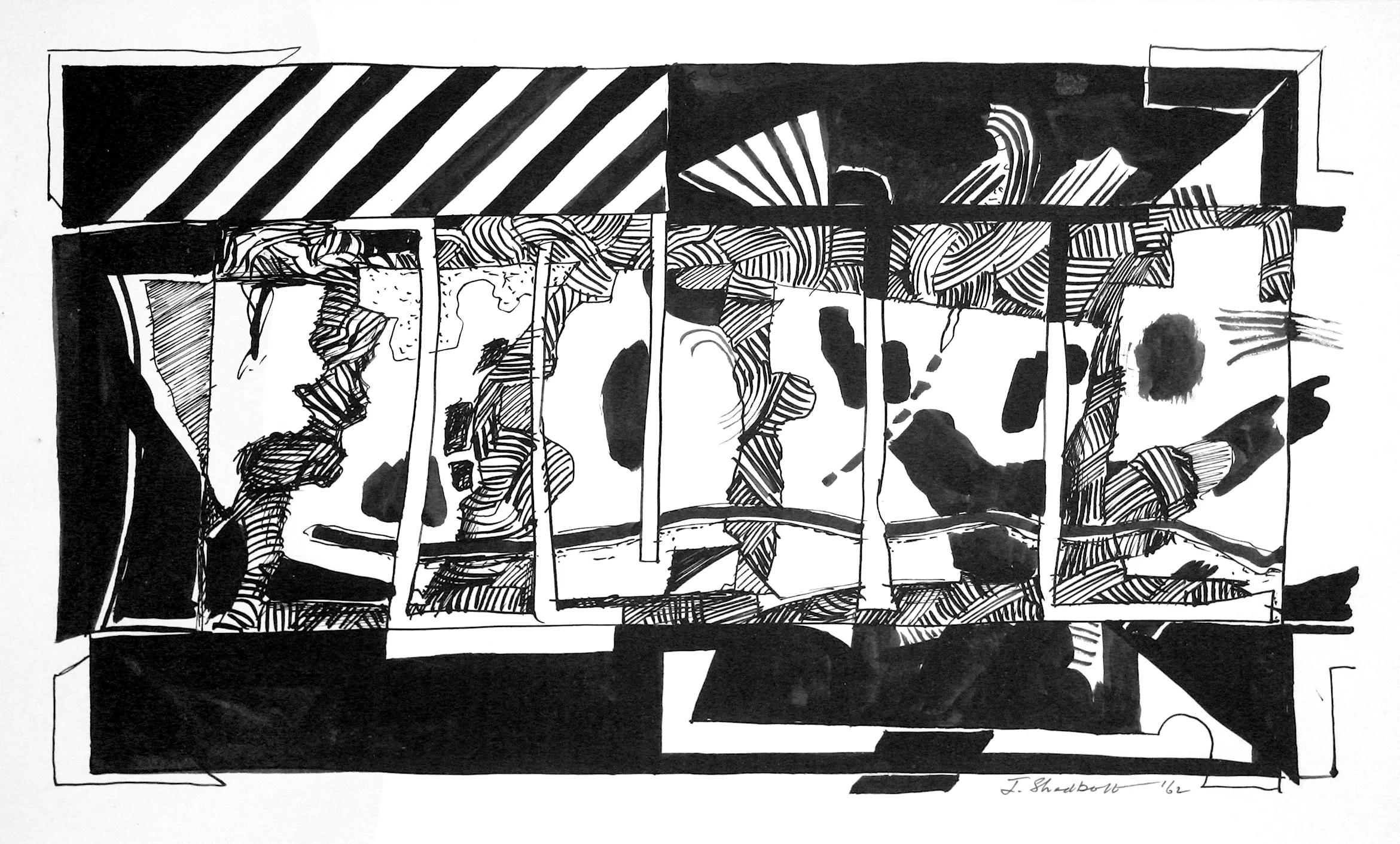 Jack Shadbolt Trellis (1961) 10.5 x 17 Ink on Paper