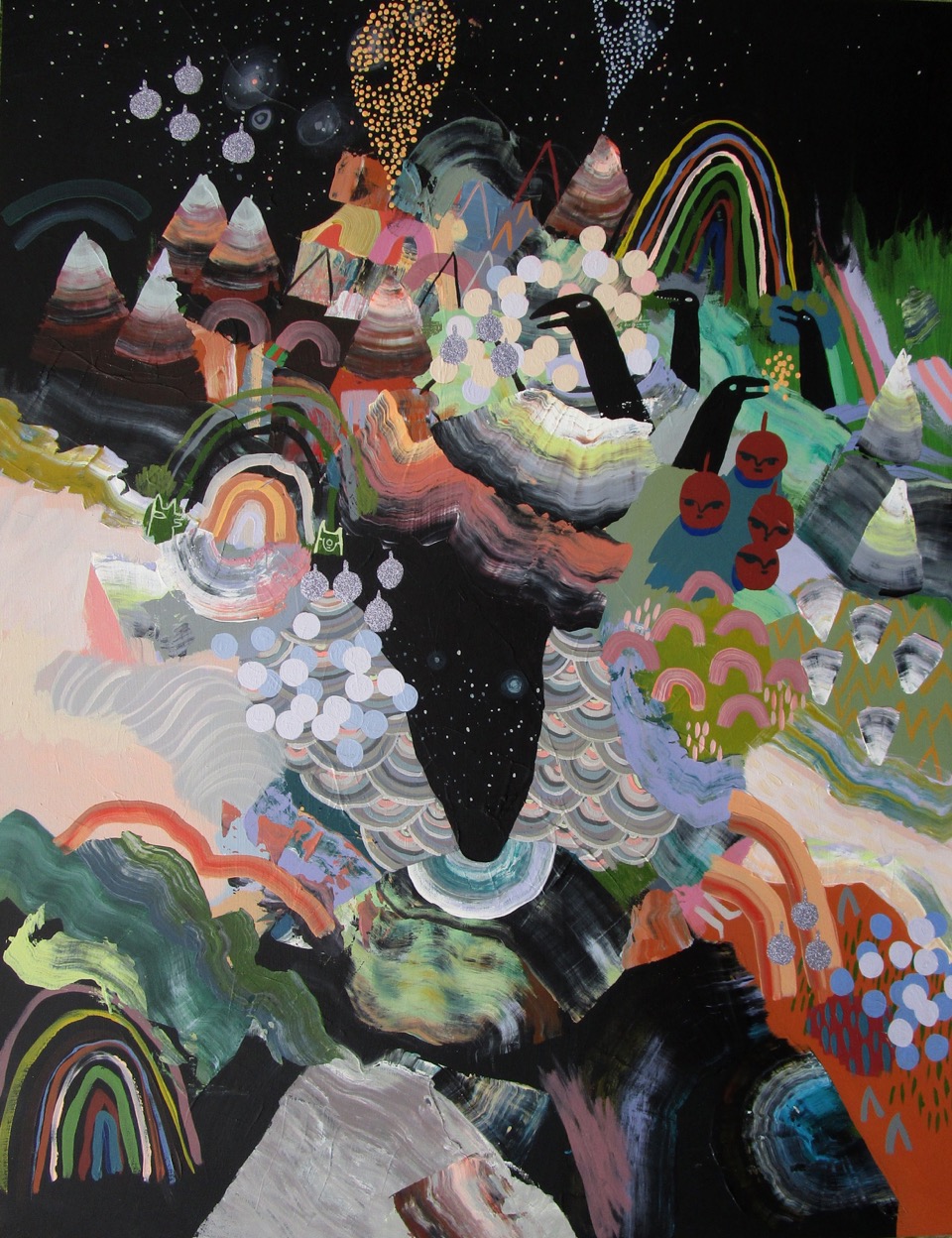 Upside-down Calculator 30 x 24 Acrylic on Board SOLD