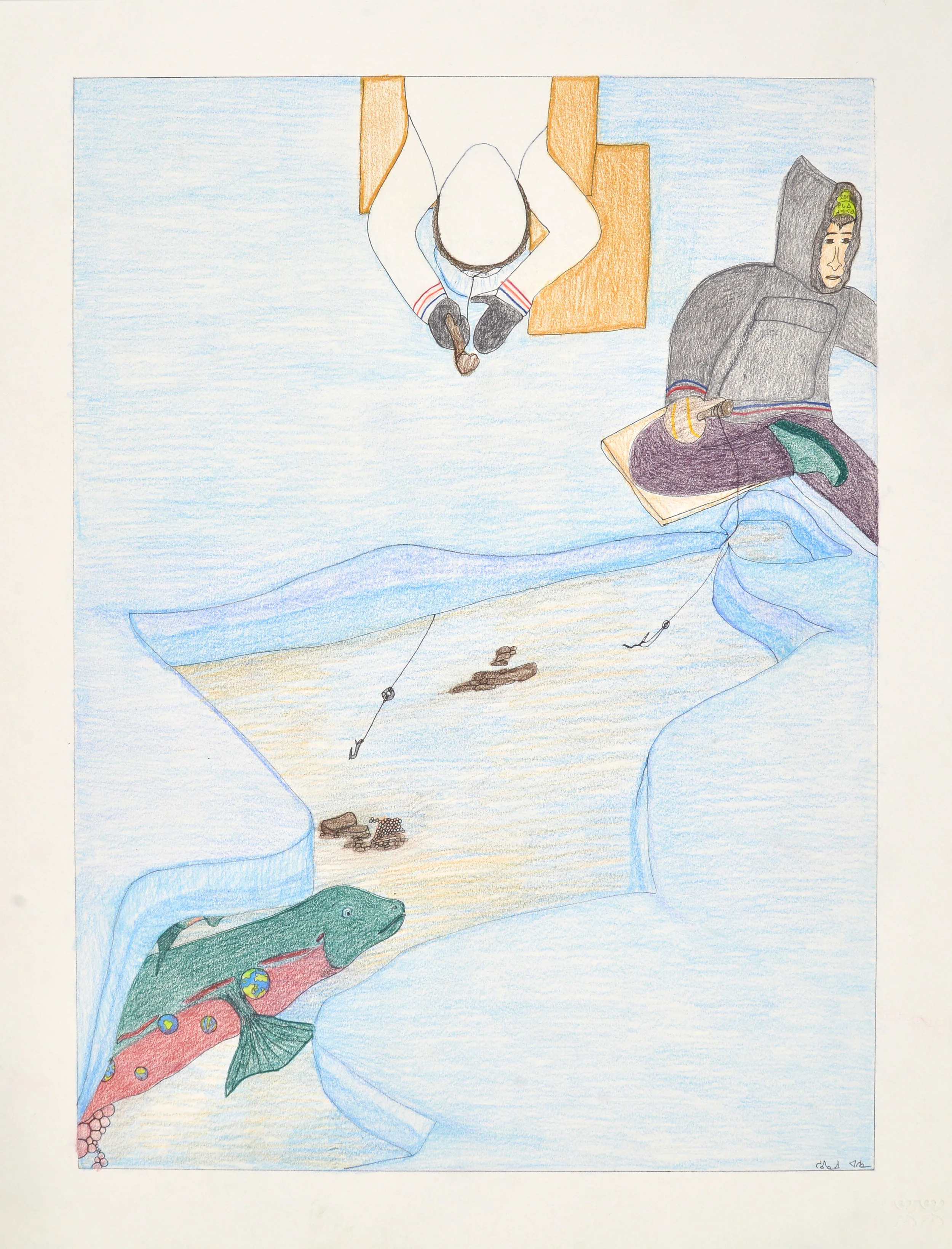  Untitled (Two People Salmon Fishing) 30 x 23 Coloured Pencil, Ink SOLD 148-2117 