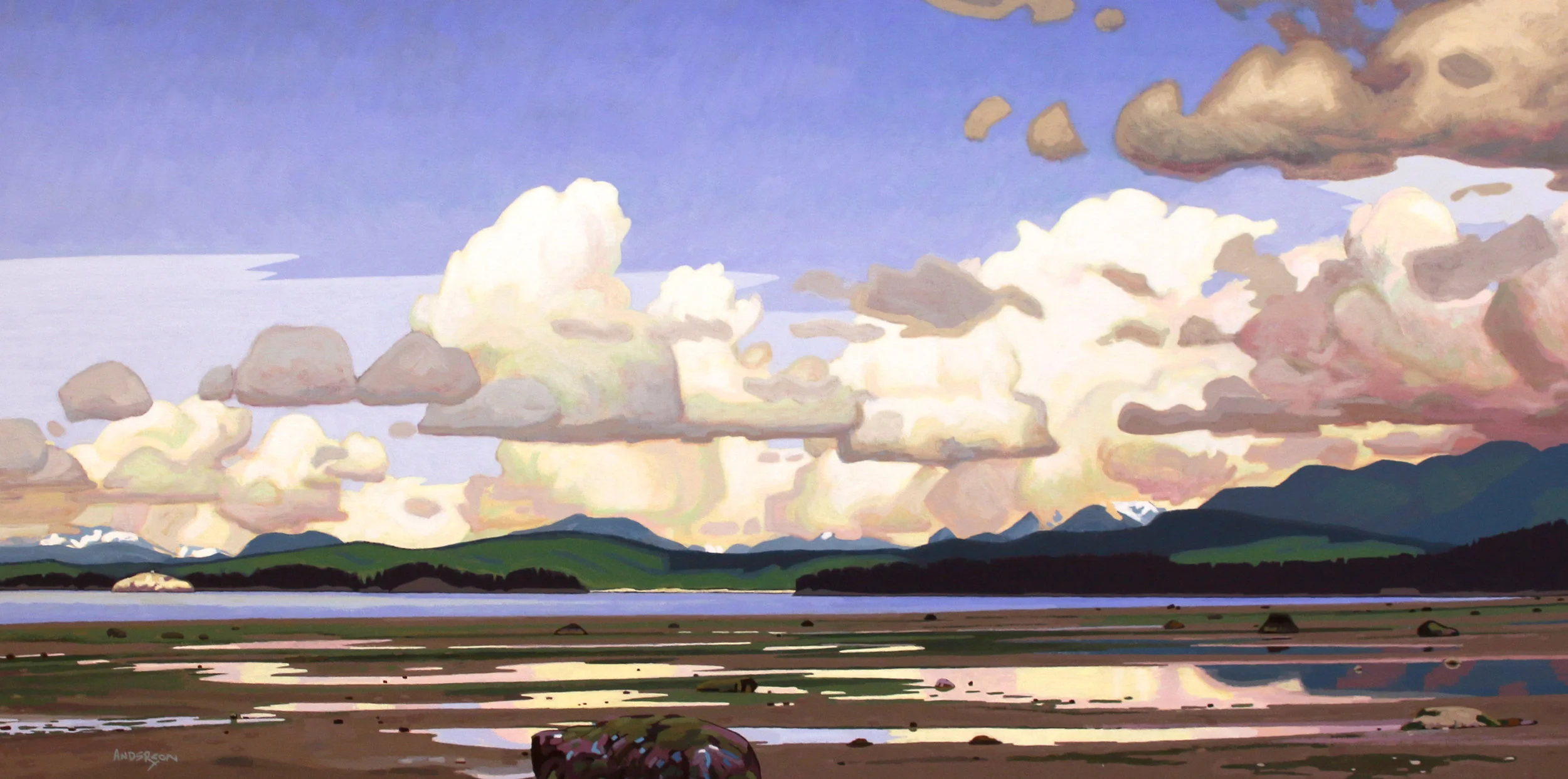Thunderheads Over Desolation Sound 24 x 48 Acrylic on Canvas SOLD