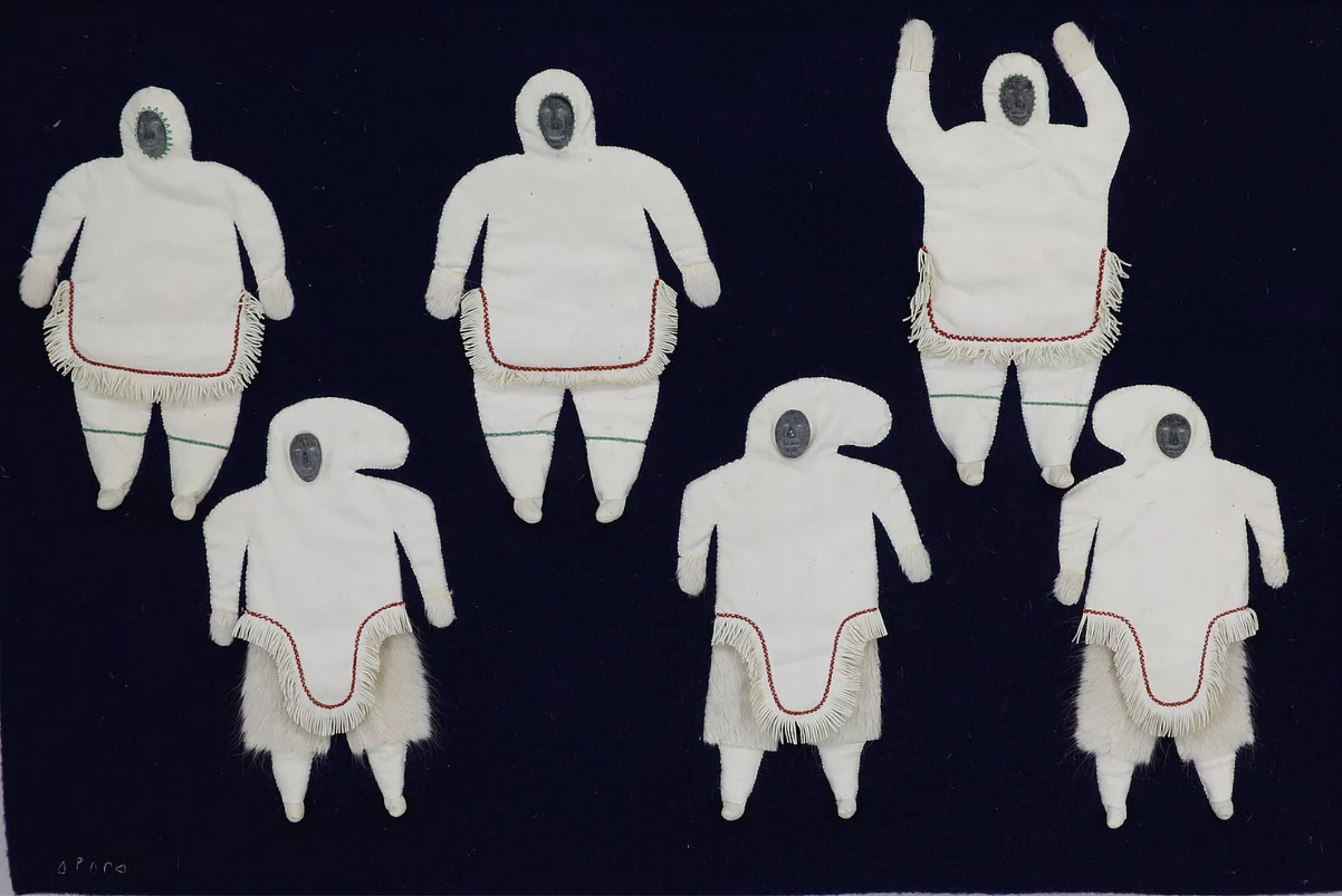  Martha Ikiperiak Eekerkik Tapestry 24.4 x 37.6 Inches Felt, Leather, Stone c. 1960  