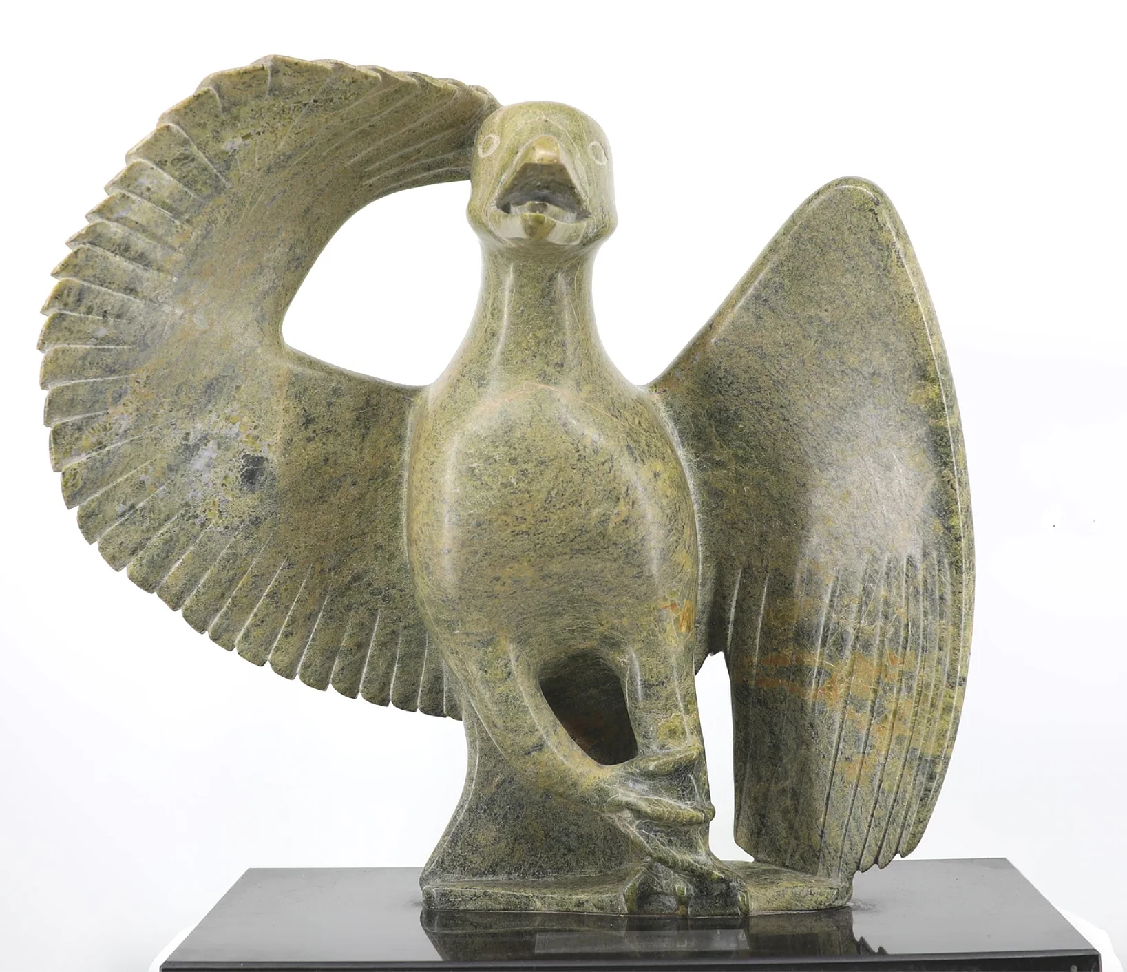  Ashevak Tunillie Saluting Hawk 18.9 x 19.9 x 8 Inches Stone c. 1993 
