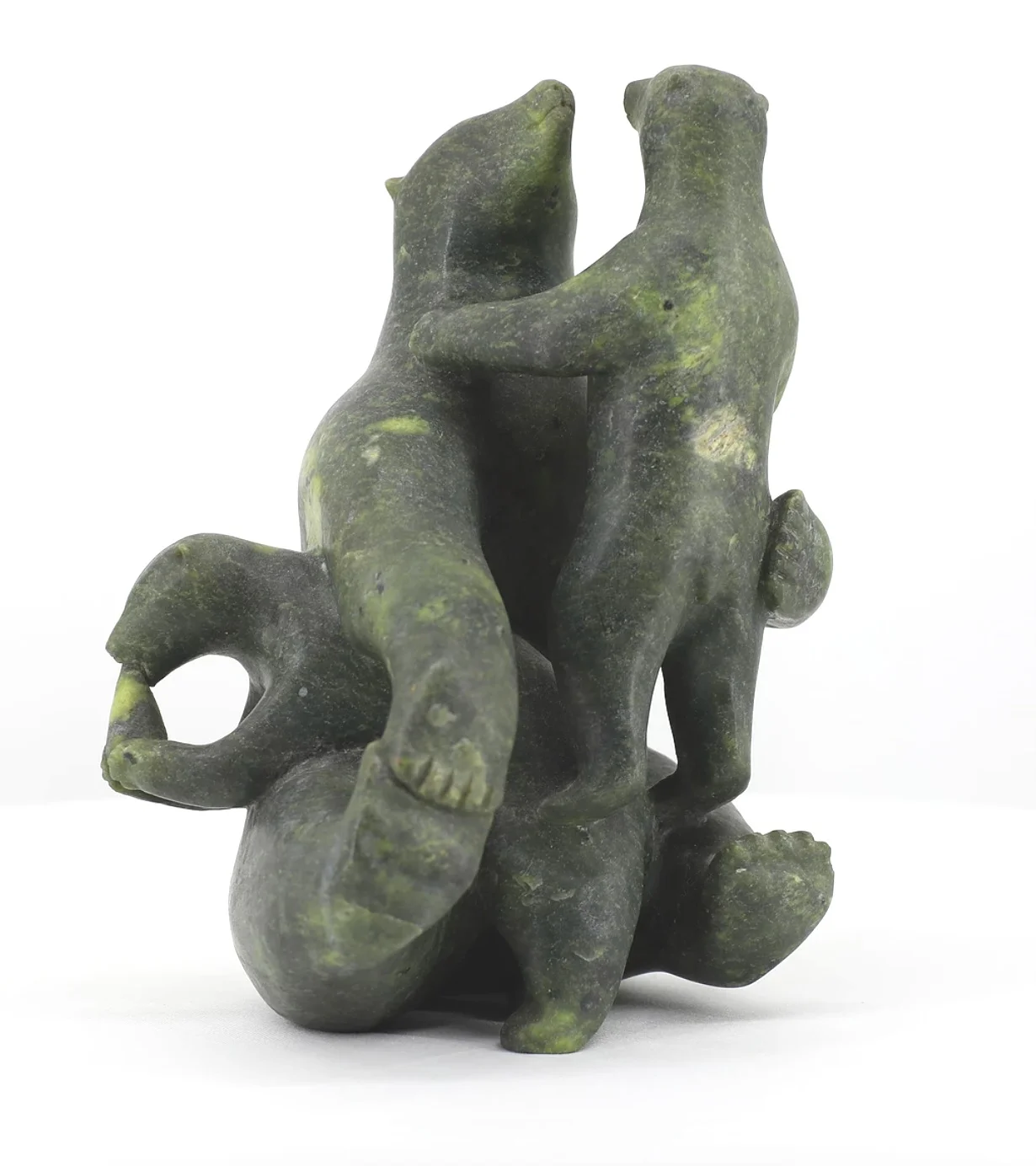  Pauta Saila Dancing Walrus Mother Bear and Cubs 7.6 x 5.7 x 4.3 Inches Stone, c. 1960 SOLD 